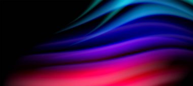 Siyah üzerine gökkuşağı renk dalgası çizgileri. Posterler, kapaklar, afişler, broşürler, web siteleri için tekno veya iş soyut arka plan