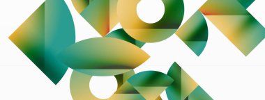 Vektör arkaplanı. Minimalist geometrik arkaplan daireler ve şekillerle süslenmiş. Dijital tasarımlar, sunumlar, web sitesi afişleri, sosyal medya paylaşımları için yaratıcılığı davet eden soyut sanat