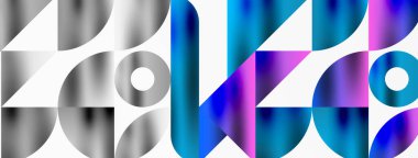 Büyüleyici bir geometrik mozaik desen içinde üçgenlerin, çizgilerin ve dairesel elementlerin sanatsal düzenlenmesi, görsel olarak dinamik ve büyüleyici bir bileşim sunar.