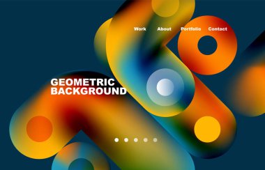 Website landing page abstract geometric background. Circles and round shapes. Web page for website or mobile app wallpaper