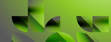 Üçgenler, çizgiler ve yuvarlak şekiller - dinamik geometrik soyut arkaplan. Duvar kağıdı, afiş, arkaplan, iniş sayfası, duvar sanatı, davetiye, baskılar için görsel senfoni