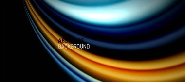 Siyah üzerine gökkuşağı renk dalgası çizgileri. Posterler, kapaklar, afişler, broşürler, web siteleri için tekno veya iş soyut arka plan