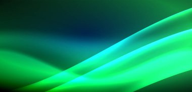 Neon ışıklarının ruhani parıltısında dinamik dalgalar. Hareket akışkanlığı ile neonun ışıl ışıl cazibesini birleştiren kavram, hem canlılığı hem de gelecekteki karmaşıklığı somutlaştıran büyüleyici arka plan.