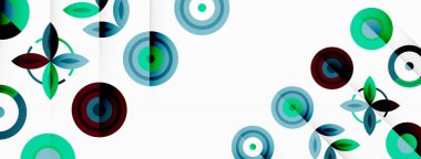 Şebeke bileşimi soyut bir arkaplanda renkli daireler. Duvar kağıdı, afiş, arkaplan, iniş sayfası, duvar sanatı, davetiye, baskılar, posterler için tasarım