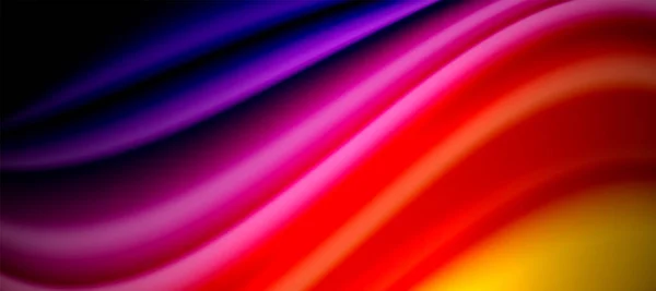 Wellenlinien Regenbogenfarben Auf Schwarz Techno Oder Business Hintergrund Für Poster — Stockvektor