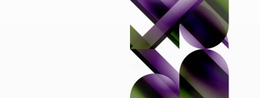 Canlı eğimli üçgenler ve beyaz üzerinde daireler. Dijital tasarımlar, sunumlar, web sitesi afişleri, sosyal medya paylaşımları için şekillerin büyüleyici birleşimi