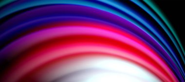 Siyah üzerine gökkuşağı renk dalgası çizgileri. Posterler, kapaklar, afişler, broşürler, web siteleri için tekno veya iş soyut arka plan