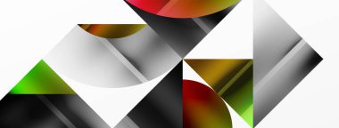 Minimalist zarafet bu metalik arkaplanda parlıyor, dairelerin ve üçgenlerin bileşimini gösteriyor, geometrik başyapıtlar yaratıyor.