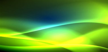 Neon ışıklarının ruhani parıltısında dinamik dalgalar. Hareket akışkanlığı ile neonun ışıl ışıl cazibesini birleştiren kavram, hem canlılığı hem de gelecekteki karmaşıklığı somutlaştıran büyüleyici arka plan.