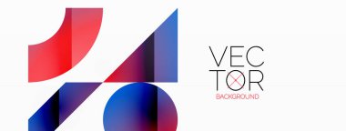 Dinamik soyut vektör arkaplanı. Dairelerin, karelerin ve üçgenlerin uyumlu birleşimi. Geometrik elementler büyüleyici bir zemin oluşturmak için birbirine dolanır. Her şekil biçimlerin kaleydoskopuna katkıda bulunur