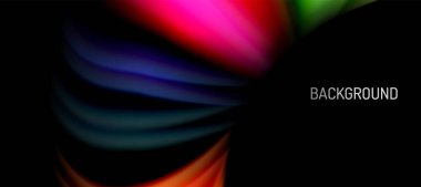 Siyah üzerine gökkuşağı renk dalgası çizgileri. Posterler, kapaklar, afişler, broşürler, web siteleri için tekno veya iş soyut arka plan