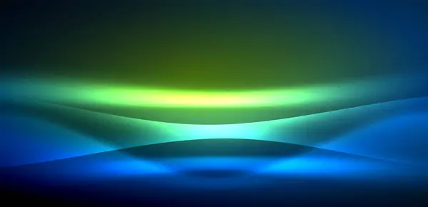 Onde Dinamiche Luce Eterea Luci Neon Concetto Fonde Fluidità Movimento — Vettoriale Stock