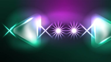 Dijital Neon Soyut Arkaplan, Üçgenler ve Işıklar Geometrik Tasarım Şablonu