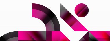 Parlak daire, kare, üçgen minimalist geometrik arkaplanı şekillendirir. Gösterişli, çağdaş tasarım dijital tasarımlar, sunumlar, web sitesi afişleri, sosyal medya paylaşımları için biraz sofistike