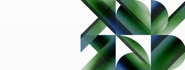 Canlı eğimli üçgenler ve beyaz üzerinde daireler. Dijital tasarımlar, sunumlar, web sitesi afişleri, sosyal medya paylaşımları için şekillerin büyüleyici birleşimi