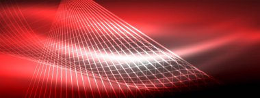 Parlayan neon dalga soyut arkaplan - canlı, ışıltılı dalgalar büyüleyici ve heyecan verici bir ekran içinde titreşiyor