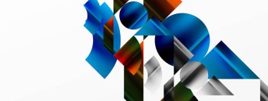 Minimalist zarafet bu metalik arkaplanda parlıyor, dairelerin ve üçgenlerin bileşimini gösteriyor, geometrik başyapıtlar yaratıyor.