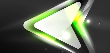 Neon hız oku ve çizgi arka planı şekillendirir. Parlak arka planlı yüksek teknoloji konsepti. Karanlıkta parlayan ışık efekti