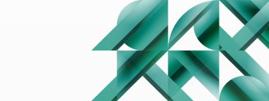 Canlı eğimli üçgenler ve beyaz üzerinde daireler. Dijital tasarımlar, sunumlar, web sitesi afişleri, sosyal medya paylaşımları için şekillerin büyüleyici birleşimi