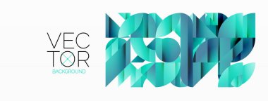 Dinamik soyut vektör arkaplanı. Dairelerin, karelerin ve üçgenlerin uyumlu birleşimi. Geometrik elementler büyüleyici bir zemin oluşturmak için birbirine dolanır. Her şekil biçimlerin kaleydoskopuna katkıda bulunur