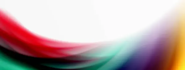 Colore Arcobaleno Seta Sfocata Linea Ondulata Sfondo Bianco Lussuosamente Vibrante — Vettoriale Stock