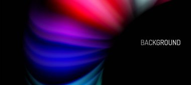 Siyah üzerine gökkuşağı renk dalgası çizgileri. Posterler, kapaklar, afişler, broşürler, web siteleri için tekno veya iş soyut arka plan