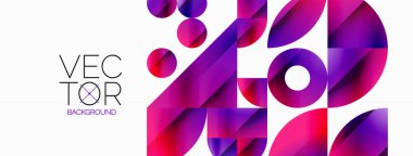 Vektör arkaplanı. Minimalist geometrik arkaplan daireler ve şekillerle süslenmiş. Dijital tasarımlar, sunumlar, web sitesi afişleri, sosyal medya paylaşımları için yaratıcılığı davet eden soyut sanat