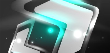 Neon parıldayan tekno çizgiler ve oklar, yüksek teknolojili soyut arkaplan şablonu