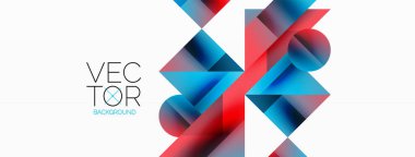 Kareli, üçgenli, daireli geometrik arkaplan. Şekiller uyumlu bir şekilde etkileşir, dijital tasarımlar, sunumlar, web sitesi afişleri, sosyal medya iletileri için görsel olarak çarpıcı bir tasarım oluşturur