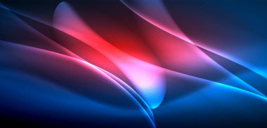 Neon ışıklarının ruhani parıltısında dinamik dalgalar. Hareket akışkanlığı ile neonun ışıl ışıl cazibesini birleştiren kavram, hem canlılığı hem de gelecekteki karmaşıklığı somutlaştıran büyüleyici arka plan.