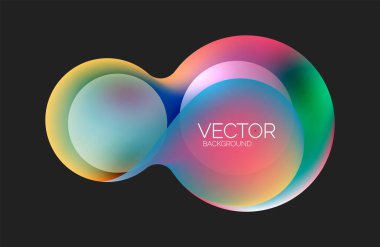 Güzel yuvarlak şekiller ve soyut çemberler. Sıvı renk kabarcığı bileşimi