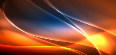 Neon ışıklarının ruhani parıltısında dinamik dalgalar. Hareket akışkanlığı ile neonun ışıl ışıl cazibesini birleştiren kavram, hem canlılığı hem de gelecekteki karmaşıklığı somutlaştıran büyüleyici arka plan.