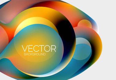 Güzel yuvarlak şekiller ve soyut çemberler. Sıvı renk kabarcığı bileşimi