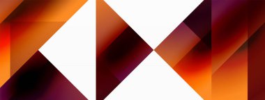 Kareli, üçgenli, daireli geometrik arkaplan. Şekiller uyumlu bir şekilde etkileşir, dijital tasarımlar, sunumlar, web sitesi afişleri, sosyal medya iletileri için görsel olarak çarpıcı bir tasarım oluşturur