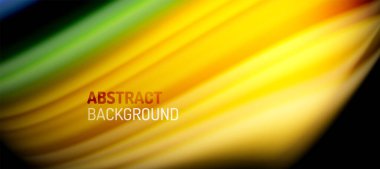 Siyah üzerine gökkuşağı renk dalgası çizgileri. Posterler, kapaklar, afişler, broşürler, web siteleri için tekno veya iş soyut arka plan