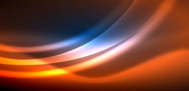 Neon ışıklarının ruhani parıltısında dinamik dalgalar. Hareket akışkanlığı ile neonun ışıl ışıl cazibesini birleştiren kavram, hem canlılığı hem de gelecekteki karmaşıklığı somutlaştıran büyüleyici arka plan.