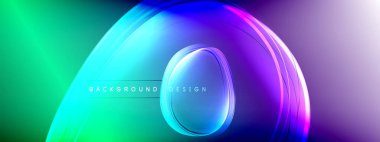 Vektör soyut arkaplan - sıvı gradyan üzerinde sıvı şeffaf kabarcık şekilleri gölgeler ve ışık efektleri