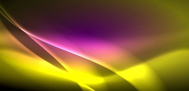 Neon ışıklarının ruhani parıltısında dinamik dalgalar. Hareket akışkanlığı ile neonun ışıl ışıl cazibesini birleştiren kavram, hem canlılığı hem de gelecekteki karmaşıklığı somutlaştıran büyüleyici arka plan.