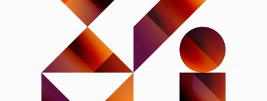 Kareli, üçgenli, daireli geometrik arkaplan. Şekiller uyumlu bir şekilde etkileşir, dijital tasarımlar, sunumlar, web sitesi afişleri, sosyal medya iletileri için görsel olarak çarpıcı bir tasarım oluşturur