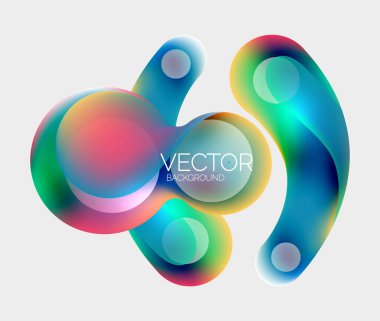 Güzel yuvarlak şekiller ve soyut çemberler. Sıvı renk kabarcığı bileşimi