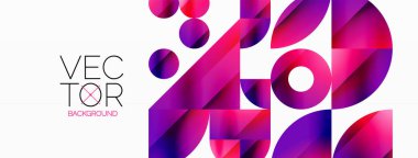Vektör arkaplanı. Minimalist geometrik arkaplan daireler ve şekillerle süslenmiş. Dijital tasarımlar, sunumlar, web sitesi afişleri, sosyal medya paylaşımları için yaratıcılığı davet eden soyut sanat