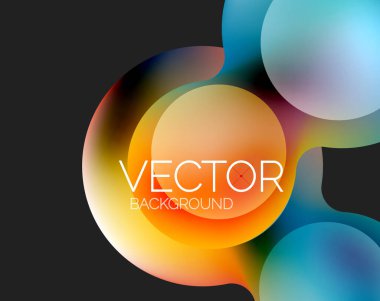 Güzel yuvarlak şekiller ve soyut çemberler. Sıvı renk kabarcığı bileşimi