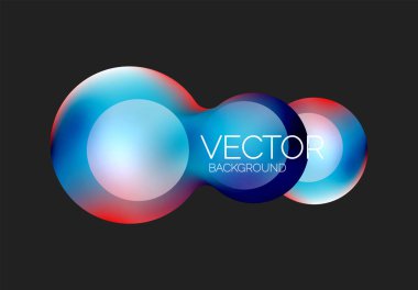 Güzel yuvarlak şekiller ve soyut çemberler. Sıvı renk kabarcığı bileşimi