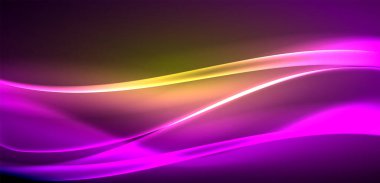 Neon ışıklarının ruhani parıltısında dinamik dalgalar. Hareket akışkanlığı ile neonun ışıl ışıl cazibesini birleştiren kavram, hem canlılığı hem de gelecekteki karmaşıklığı somutlaştıran büyüleyici arka plan.