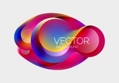 Güzel yuvarlak şekiller ve soyut çemberler. Sıvı renk kabarcığı bileşimi