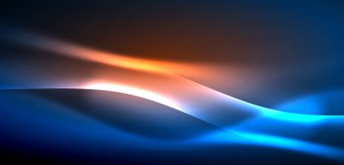 Neon ışıklarının ruhani parıltısında dinamik dalgalar. Hareket akışkanlığı ile neonun ışıl ışıl cazibesini birleştiren kavram, hem canlılığı hem de gelecekteki karmaşıklığı somutlaştıran büyüleyici arka plan.