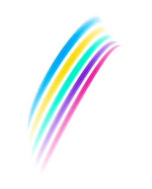 Herhangi bir projeye renk katmak için mükemmel, dinamik bir kompozisyonda düzenlenmiş gökkuşağı renkli çizgileri içeren canlı ve oyuncu bir tasarım.