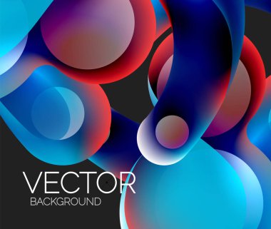 Güzel yuvarlak şekiller ve soyut çemberler. Sıvı renk kabarcığı bileşimi