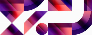 Parlak daire, kare, üçgen minimalist geometrik arkaplanı şekillendirir. Gösterişli, çağdaş tasarım dijital tasarımlar, sunumlar, web sitesi afişleri, sosyal medya paylaşımları için biraz sofistike