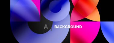 Eğimli soyut yuvarlak geometrik şekiller. Yaratıcı teknoloji, dijital sanat, sosyal iletişim ve modern bilim kavramı. Posterler, kapaklar, afişler, broşürler ve web siteleri için ideal